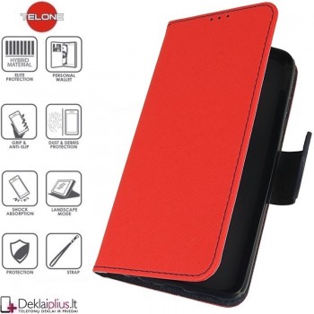 Telone fancy dėklas su skyreliais - raudonas (telefonams Xiaomi 12 Pro)